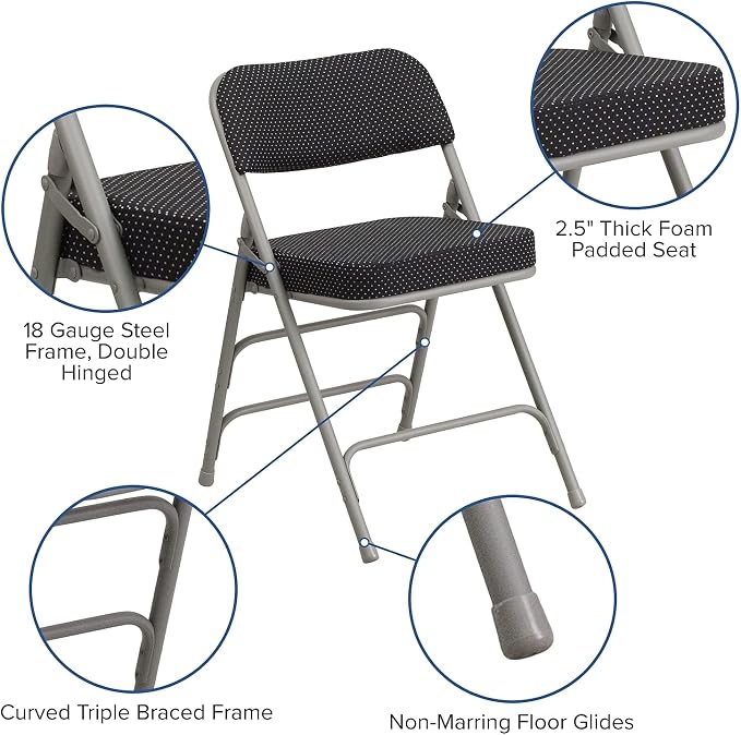 Flash Furniture 2 Pack HERCULES Series Premium Curved Triple Braced & Double - Image 5