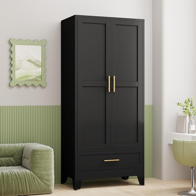 GAIOUS Steel Armoire Wardrobe Closet, 1 Adjustable Shelf and 1 Drawers - Image 7