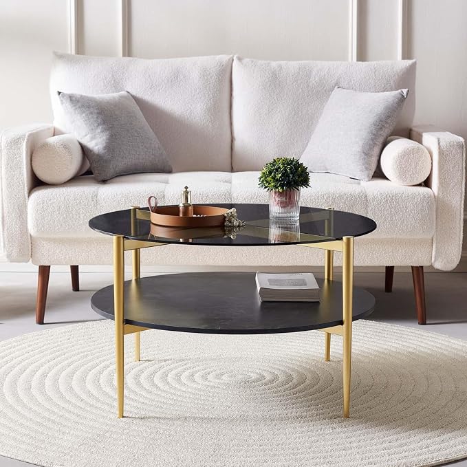 LumFurn Round Coffee Table for Living Room, Mid-Century Modern Design, D30 x H17 - Image 4