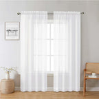 White Sheer Curtains 78 Inches Long 2 Panels Set, Soft Voile Light Filtering by Lecloud