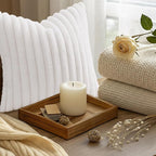 decorUhome Fall Faux Fur Throw Pillow Covers 22x22 Set of 2 White | Decorative - Image 9