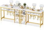 AWQM 3-Piece Bar Table and Chairs Set, Modern White Faux Marble Table - Image 8