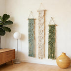 M MANUAL 3 Pcs Macrame Leaf Wall Hanging Bohemian Wall Decor Feathers Wall Art - Image 4