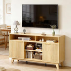 VINGLI Boho Fluted TV Stand for 70 Inch TV, Tall Wooden TV Console - Image 2