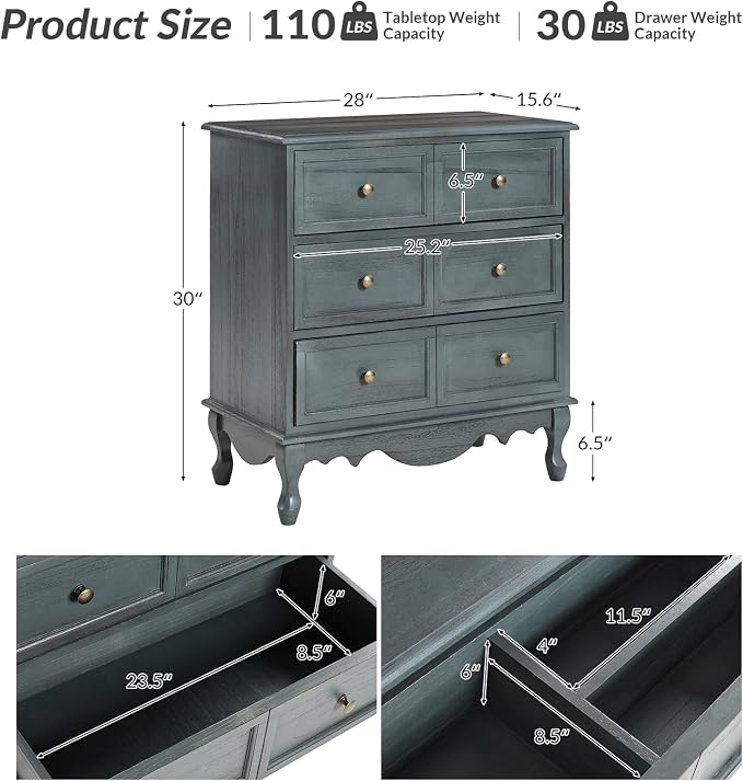 HULALA HOME 3-Drawer Nightstand - Image 2