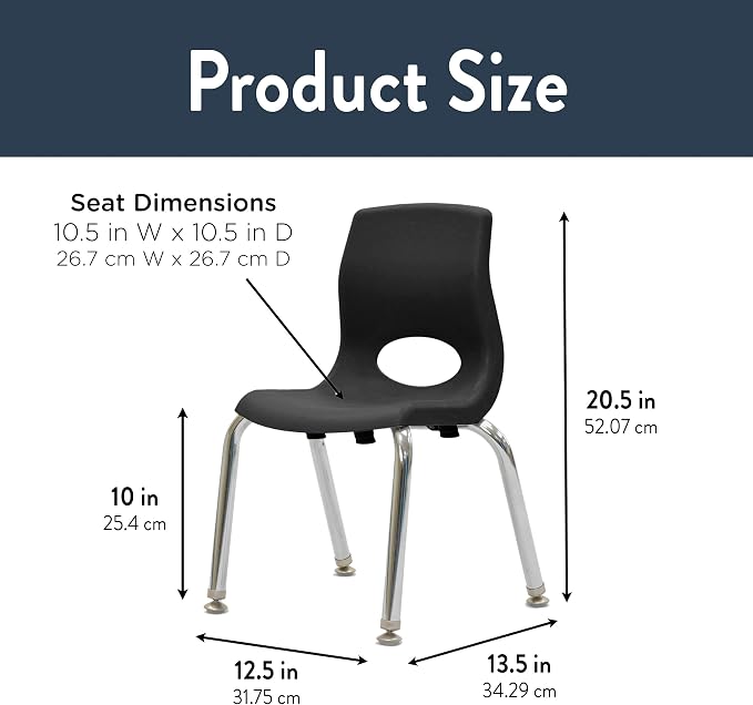 Children’s Factory MyPosture Plus 10" Chair, 2 Pack, Stackable Ergonomic - Image 2