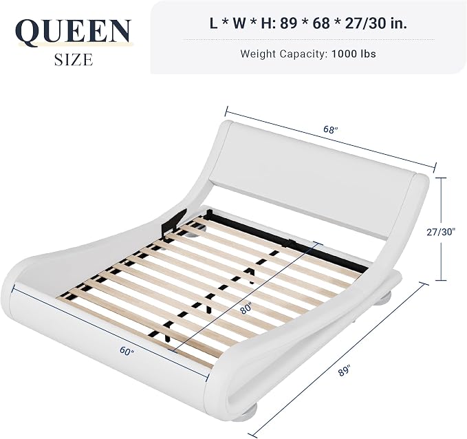 Allewie Queen Size Upholstered Platform Bed Frame - Image 2