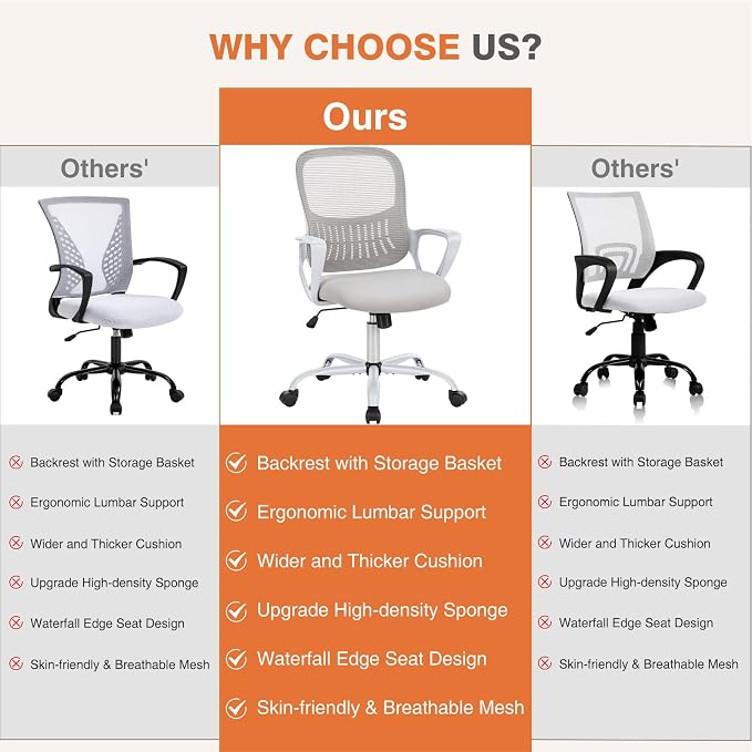 Sweetcrispy Ergonomic Mid-Back Mesh Home Office Desk Chair - Image 10
