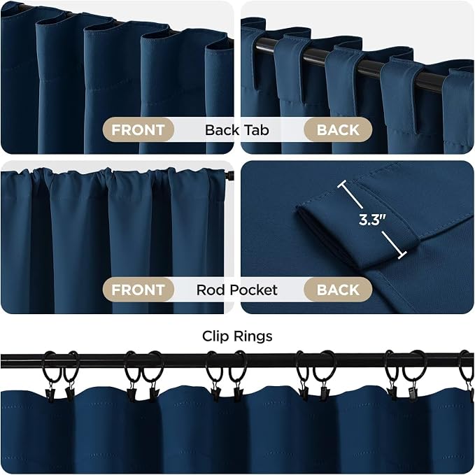 Joydeco Blackout Curtains 84 Inch Length 2 Panels Set, Thermal Insulated Black - Image 3
