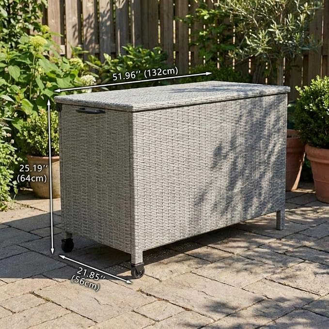GarveeLife Outdoor Wicker Storage Box, PE Rattan Patio Storage Chest - Image 2