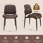 REONEY Dining Chairs Set of 4, Mid-Century Modern Upholstered PU Leather Chairs - Image 2