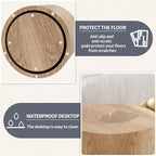Small Round Coffee Table Nesting End Table Set of 2, Wood Side Circle Accent - Image 4