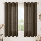 Brown Linen Curtains 63 Inch Length by LAMIT