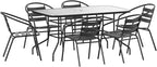Flash Furniture Lila 7-Piece Glass Patio Table and Chairs Set, Outdoor Patio by FlashFurniture