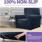 ZNSAYOTX Oversized Velvet Couch Cover 4 Piece Stretch Sofa Covers - Image 5