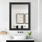 Black Wood Mirror for Bathroom, Rectangle Rustic 30 x 40 inch Vanity Mirror for - Image 2