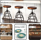 Industrial Vintage Counter Stool, Kitchen Counter Height Adjustable Swivel Chair - Image 5