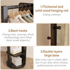 WoodsWhisper Full Length Mirror Coat Rack Solid Wood Floor Mirror 66"x12" Full - Image 6