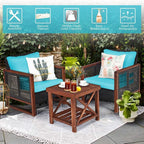 Tangkula 3 Pieces Patio Wicker Furniture Set, Rattan Outdoor Sofa Set - Image 5