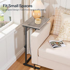 HOOBRO C-Shaped End Table with Charging Station, Adjustable Height Sofa Tray - Image 6