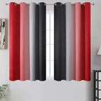 Red and Black Ombre Blackout Bedroom Curtains 54 Inch Long | Room Darkening - Image 2
