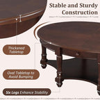 Merax 45" Vintage Oval Rubber Wood Coffee Table - Image 5