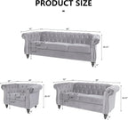 AVZEAR Chesterfield Loveseat, Modern Velvet Sofa Tufted Couch 2 Seater - Image 2