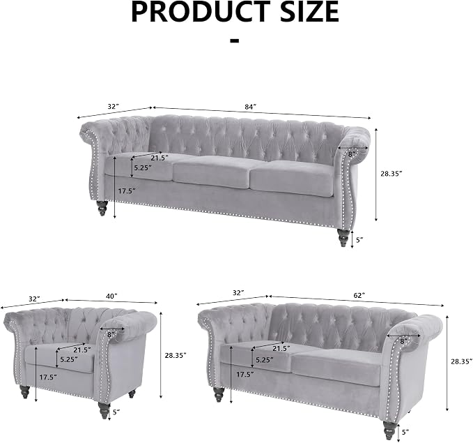 AVZEAR Chesterfield Loveseat, Modern Velvet Sofa Tufted Couch 2 Seater - Image 2