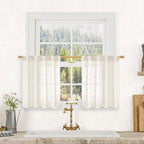 Kitchen Semi Sheer Linen Curtains 24 Inch Long by LAMIT