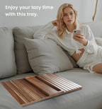Sofa Arm Tray, Acacia Wood Folding Couch Arm Tray, Sofa Armrest Trays - Image 5