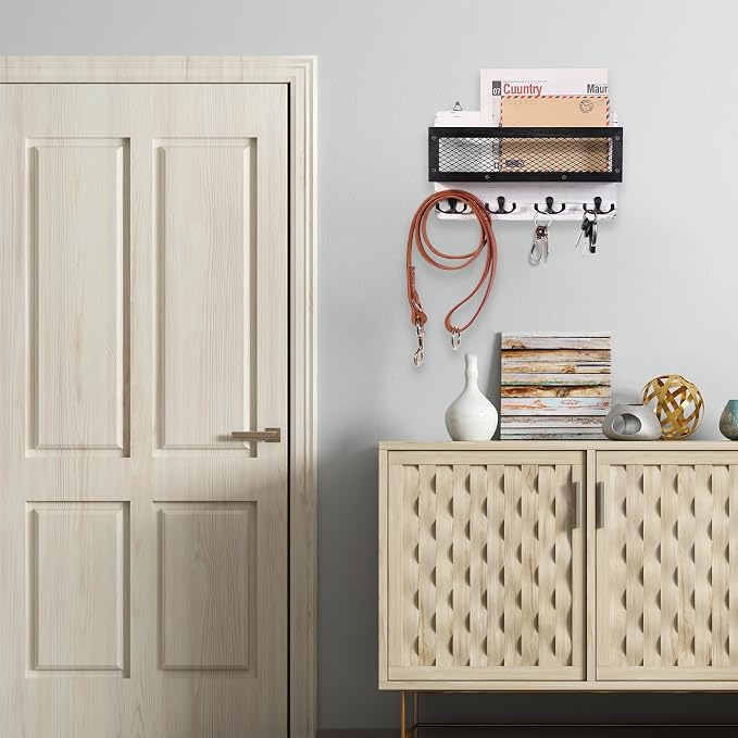 ADIIL Mail and Key Holder for Wall Decorative, Wooden Wall Mount Key Rack - Image 5