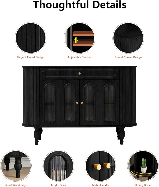 XUZENEST 47'' Fluted Sideboard Buffer Cabinet - Image 7