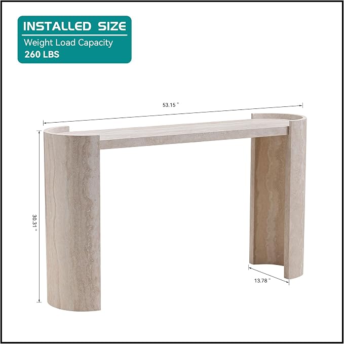 53.15" Faux Marble Pattern Entryway Table - Image 2