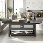 LVB Rattan Coffee Table, Boho Wood Living Room Table - Image 9