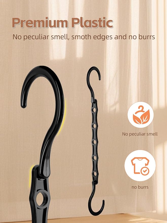 HOUSE DAY Space Saving Hanger 20 Pack Sturdy Black Magic Hangers - Image 6