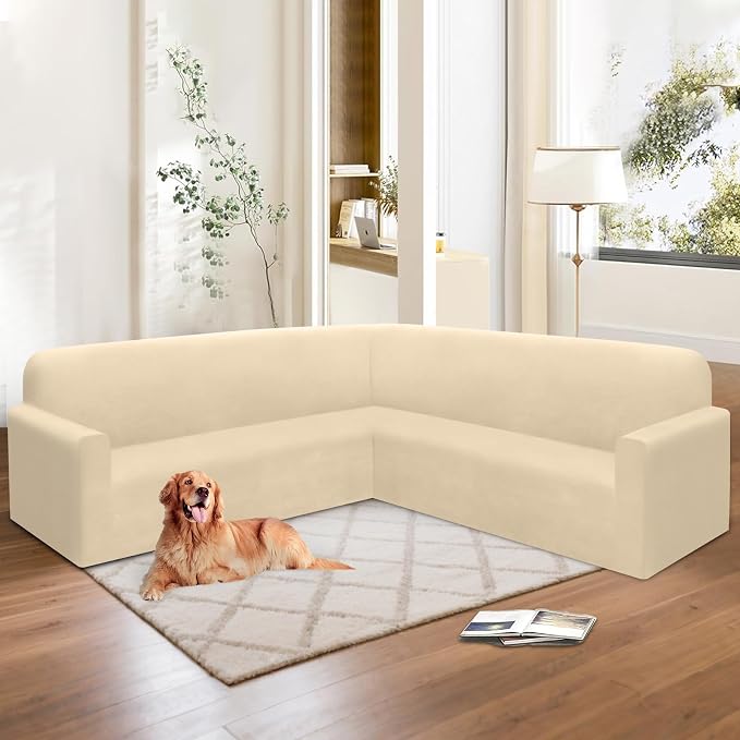 HDCAXKJ Corner Sectional Couch Covers Velvet Stretch L Shape Sofa Cover Soft - Image 6