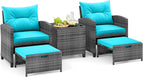 Tangkula 5 Pieces Patio Conversation Set, PE Wicker Rattan Outdoor Furniture Set by TANGKULA