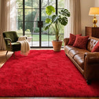 5x7 Ft Red Shag Rugs for Bedroom Living Room Decor, Ultra Soft Fluffy Furry - Image 2
