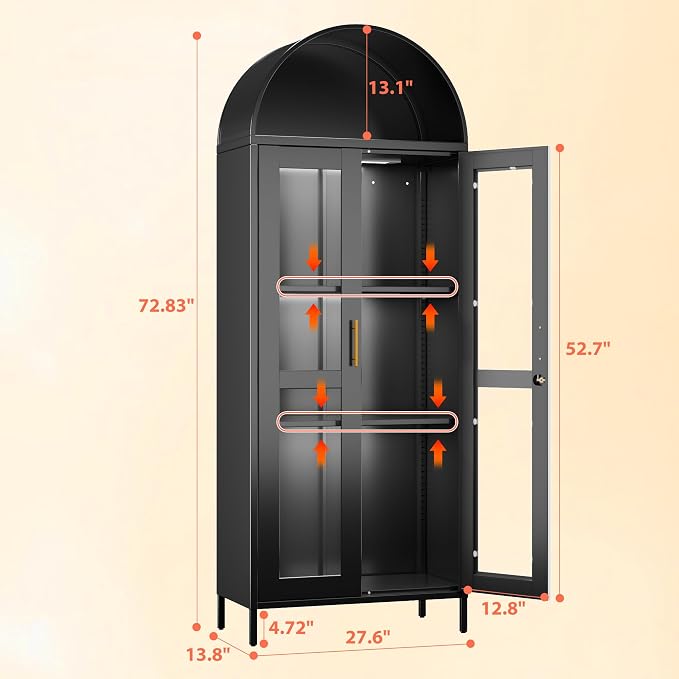 72.83'' Tall Metal Arched Bookcase - Image 2