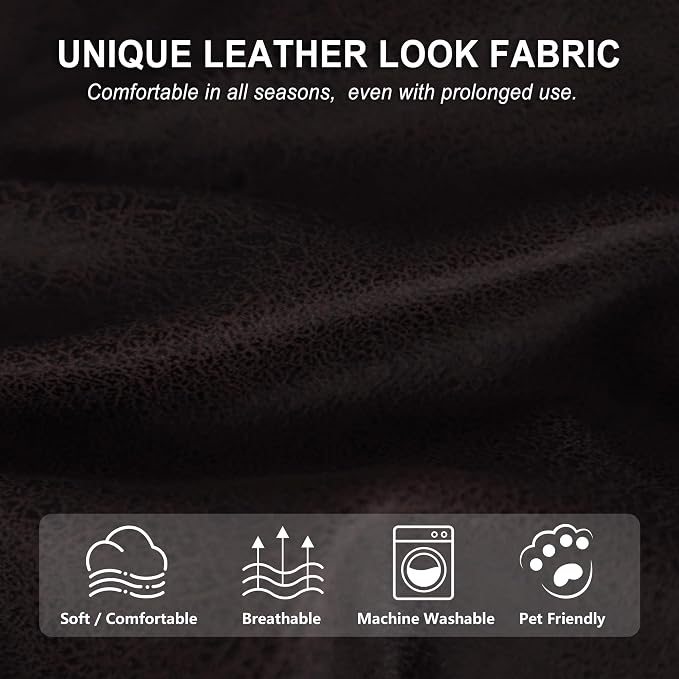 ANARACHON Leather Look Recliner Couch Cover, 8-Pieces Stretch Recliner Sofa - Image 5