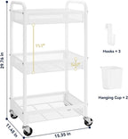 YASONIC 3 Tier Rolling Cart – Metal Utility Storage Carts - Image 6