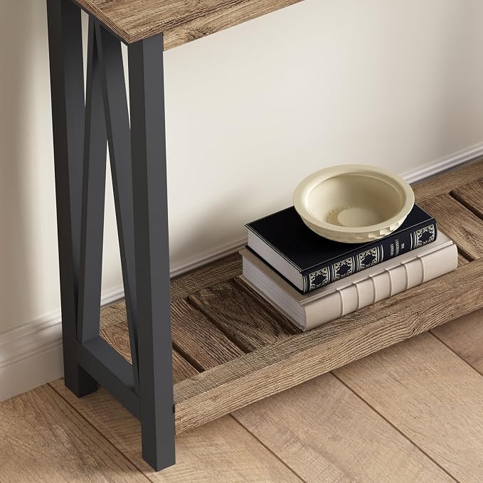 ChooChoo Farmhouse Console Table, Rustic Vintage Narrow Sofa Table - Image 5