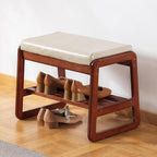 SOBIBO Solid Wood Shoe Bench, 2-Tier Wooden Entryway Bench, Modern Shoe Rack by SOBIBO
