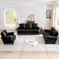 LEVNARY Compact PU Leather Sofa Set 3 Piece, Small Space Couch Set by LEVNARY