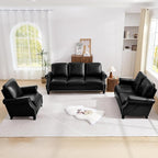 LEVNARY Compact PU Leather Sofa Set 3 Piece, Small Space Couch Set by LEVNARY