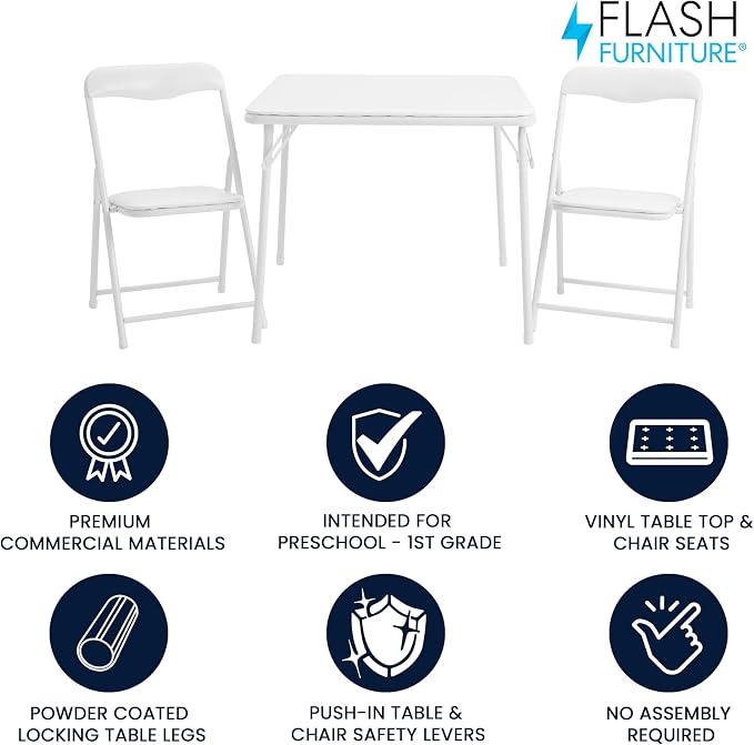 Flash Furniture Mindy Kids 3-Piece Folding Table and Chairs Set - Image 3