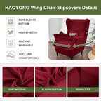 HAOYONG Velvet Wingback Armchair Covers 2-Piece Elastic Stretch Wingback Chair - Image 4