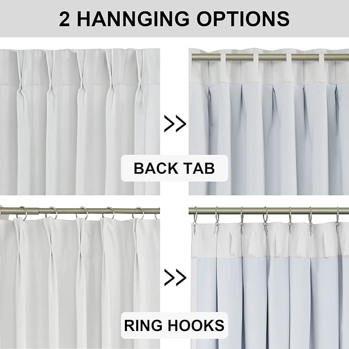 Vision Home White Pinch Pleated Full Blackout Curtains 60 inch Wide Thermal - Image 7