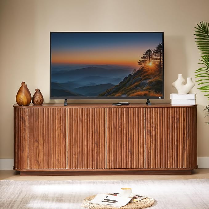 64" Fluted TV Stand for TVs up to 75 inch, Modern Entertainment Center - Image 8