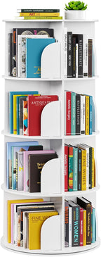 SpaceAid 4 Tier Rotating Bookshelf Tower, Spinning Bookcase Lazy Susan by SpaceAid